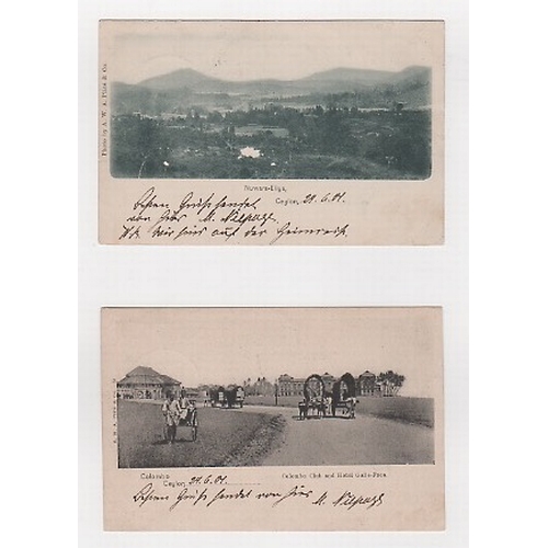 993 - 1901 (June 24) Stampless Ceylon picture postcards to Austria posted on S.M.S 