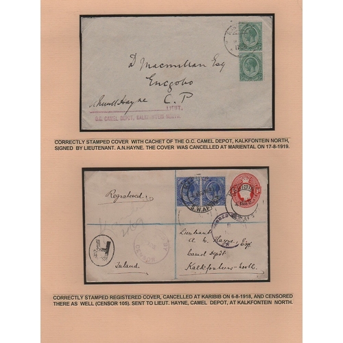 1334 - 1916-18 Covers (3) and a printed O.A.S postcard all with civil P.O datestamps, comprising stampless ... 