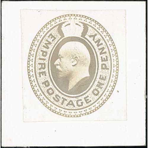 934 - c.1901 King Edward VII 1d envelope stamp and 2d registration envelope stamp, photographic essays in ... 