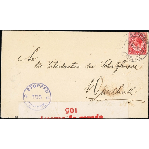 1339 - 1915-18 Covers with unusual censor cachets comprising 1915 registered cover from Windhoek to Switzer... 