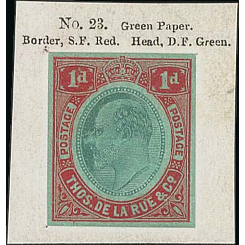 931 - Fifth Colour Scheme, supplementary sheet, Nyasaland type 1d trials on separate pieces each with prin... 