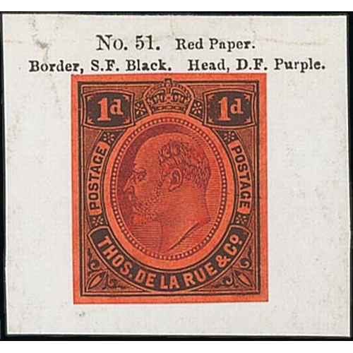 931 - Fifth Colour Scheme, supplementary sheet, Nyasaland type 1d trials on separate pieces each with prin... 