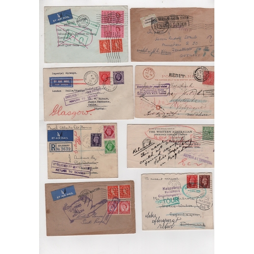 762 - 1895-1970 Covers and cards sent to or from abroad, all undelivered and returned, various cachet incl... 