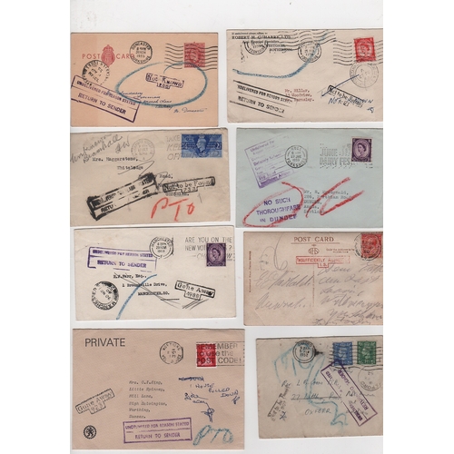 763 - 1912-88 Covers, all undelivered and returned with explanatory handstamps including 