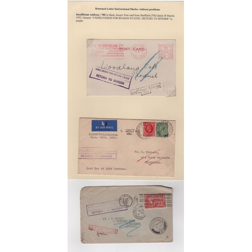 763 - 1912-88 Covers, all undelivered and returned with explanatory handstamps including 