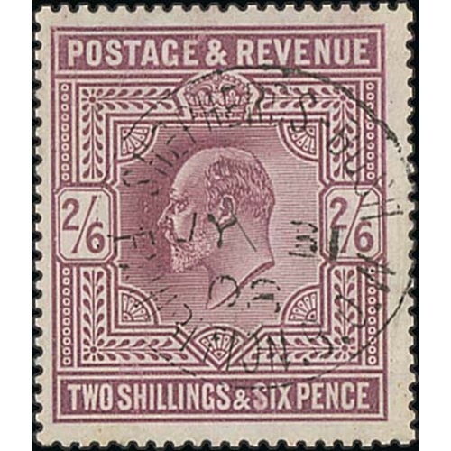 565 - 1908 KEVII 2/6, 5/- and 10/- all with central 