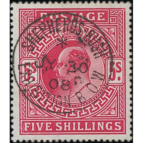 565 - 1908 KEVII 2/6, 5/- and 10/- all with central 