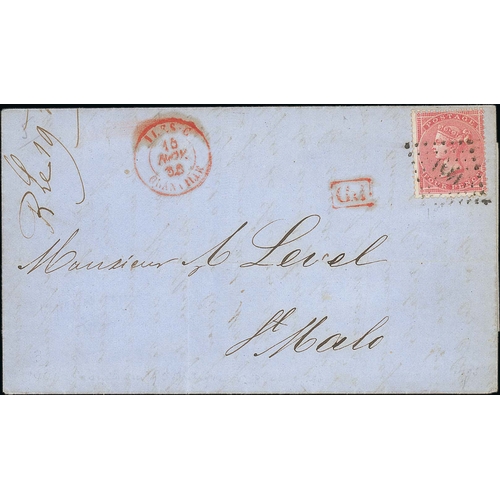 600 - Granville. 1856 (Nov 14) Entire letter from Jersey to St. Malo with 1855 4d cancelled by small 