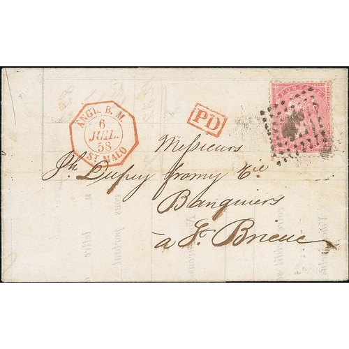 607 - St. Malo. 1858 (July 6) Entire letter from Jersey to St. Brieuc with 1857 4d cancelled small 