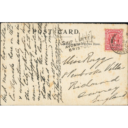 618 - Avonmouth. 1907 Picture postcards franked Jamaica 1d or G.B ½d cancelled at Avonmouth, handstam... 