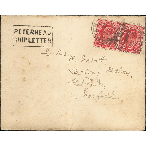 625 - Peterhead. 1903 Cover with KEVII 1d pair cancelled at Peterhead, handstamped boxed 