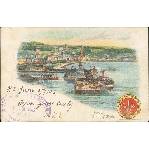 633 - Juno. 1902 (July 7) Glasgow & South Western Railway postcard franked ½d, cancelled at Ayr, both... 