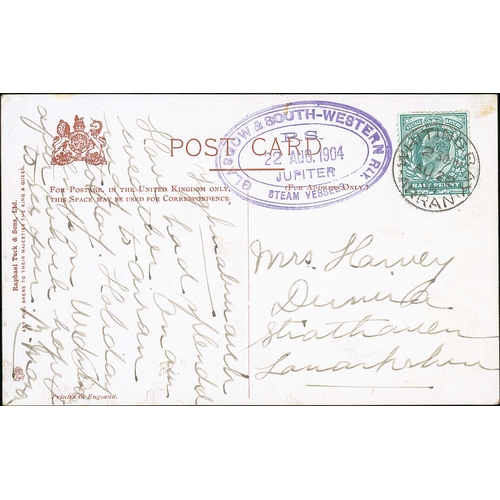 634 - Jupiter. 1904 (Aug 22) Picture postcard franked ½d, cancelled at Whiting Bay, with violet oval ... 