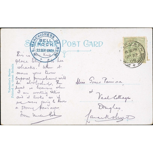 635 - Marchioness of Bute. 1909 (Sep 22) Picture postcard franked ½d, cancelled at Arbroath, with blu... 