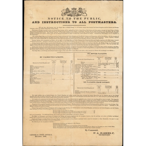 701 - 1839 (December) Large Post Office Notice, 