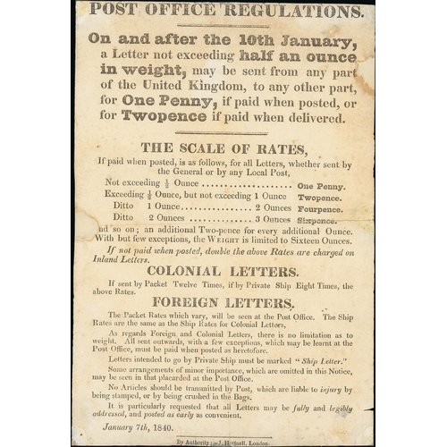 702 - 1840 (Jan 7) Small Post Office Notice, 