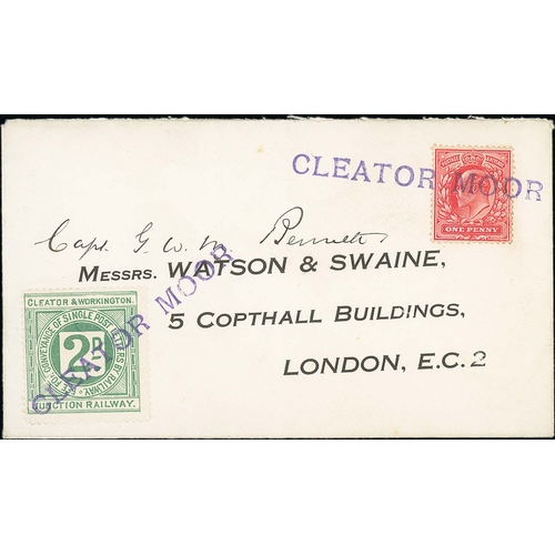 715 - Cleator & Workington Junction Railway. c.1905 Commercial cover to London with KEVII 1d and a 2d lett... 