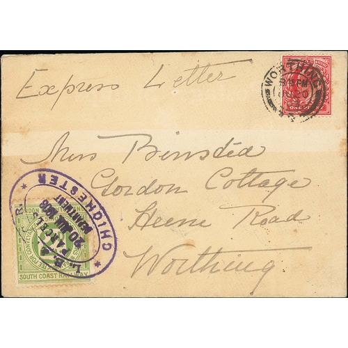 721 - London, Brighton & South Coast Railway. 1903-11 Commercial covers bearing 2d letter stamps, the 1903... 