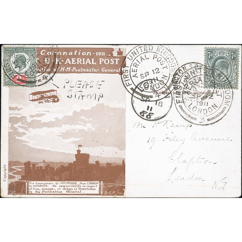 29 - 1911 (Sep 12) Brown postcard printed from the envelope block, unusually franked KEVII 2d + 7d, one s... 