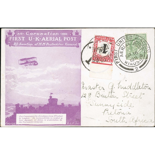 37 - 1911 (Sep 16) Windsor to London violet privilege mail postcard with interesting message 