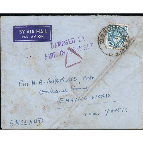 158 - Ireland / Nigeria. 1943 (July 23) Cover from Ibadan, Nigeria to England franked 1/3, triangular cens... 