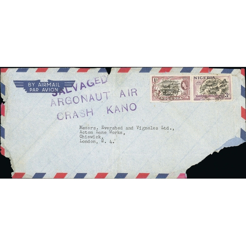 190 - Nigeria / G.B. 1956 (June 23) Cover from Ibadan to London franked 1/3, recovered from the B.O.A.C cr... 