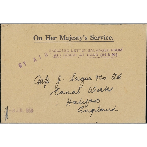 191 - Nigeria / G.B. 1956 (June 23) Cover from Lagos to England with a 1/3 meter, recovered from the B.O.A... 