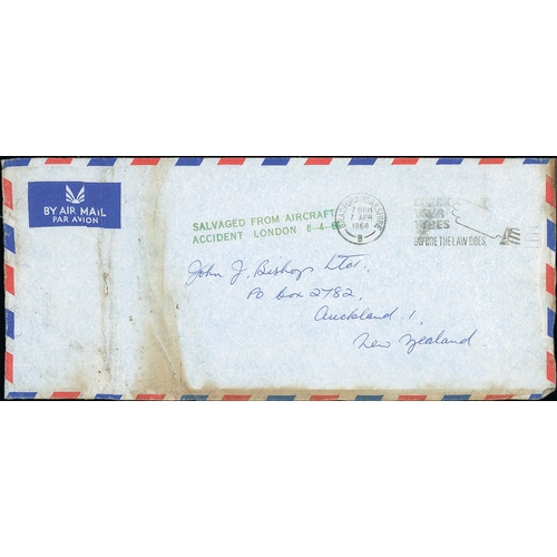 197 - G.B / New Zealand. 1968 (Apr 7) Cover from Bradford to New Zealand, traces of scorching and the stam... 