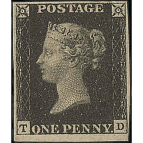 243 - 1840 1d Black, TD plate 8, four good to large margins, mint, original gum, apparently unmounted, a f... 