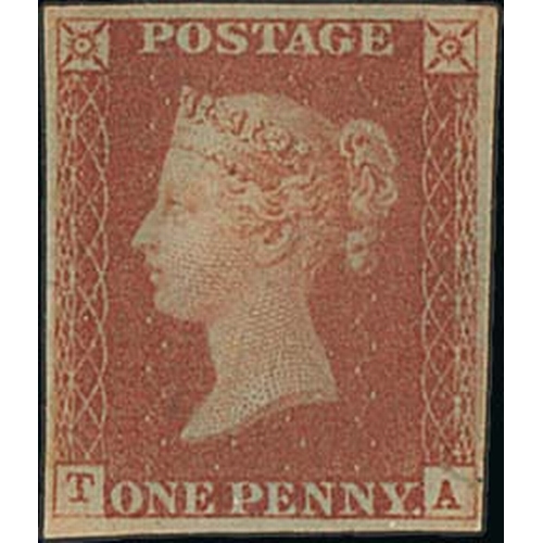 275 - 1841 1d Red-brown, TA, four margins, superb unmounted mint, full original gum. Photo on Page 44.