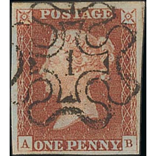 281 - 1841 1d Red-brown, AB, large margins, with a magnificent upright No. 