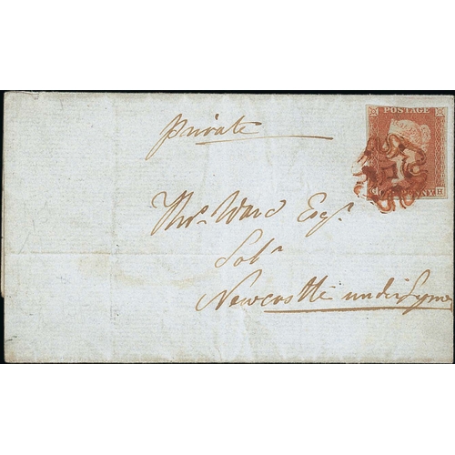 309 - 1842 (Jan 21) Entire letter from Great Heywood to Newcastle-Under-Lyme, a 1d red-brown plate 19 (thr... 