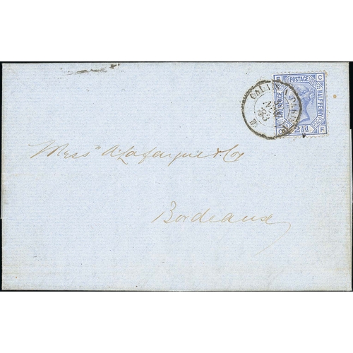 391 - 1883 (Nov 29) Entire letter from London to Bordeaux franked 1881 2½d blue plate 23 cancelled 