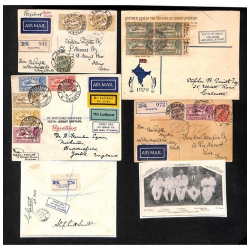 101 - 1929 (Nov 4-11) Covers all bearing 1929 Air stamps, from Calcutta or Karachi, flown to Baghdad, Gaza... 