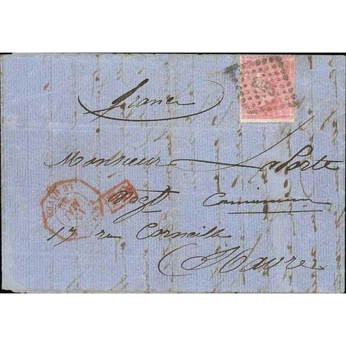 546 - Le Havre. 1860 (May 15) Entire letter from Southampton to Le Havre with 1857 4d cancelled by small 
