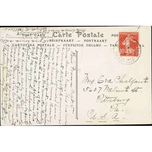 586 - 1911 (Sep 6) Picture postcard from Paris to USA, posted on R.M.S 