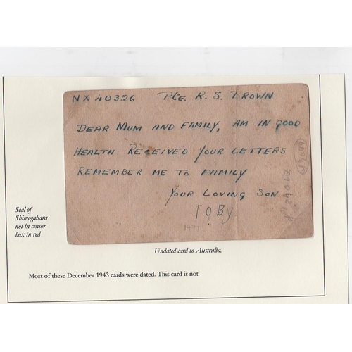 184 - G.B / Australia. c.1942-43 First type P.O.W cards with separate 