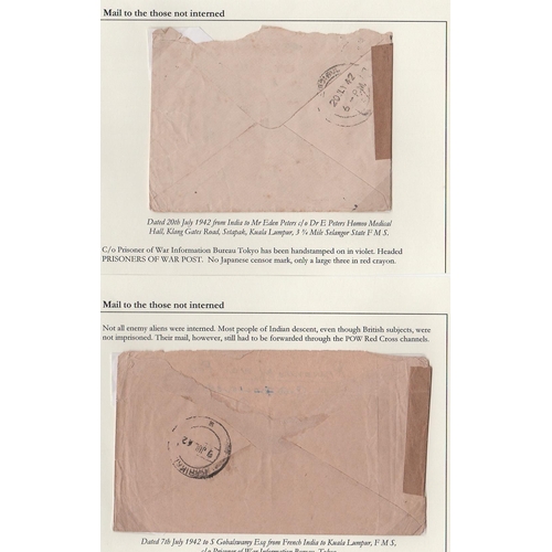 191 - India. 1942-44 Stampless covers (2) and postcard from India all to civilians who were not interned b... 