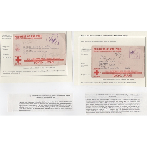 193 - Australia. 1942-43 Australia Red Cross envelopes printed in red, to Capt. B. Gill, 20th Battery, 2/1... 