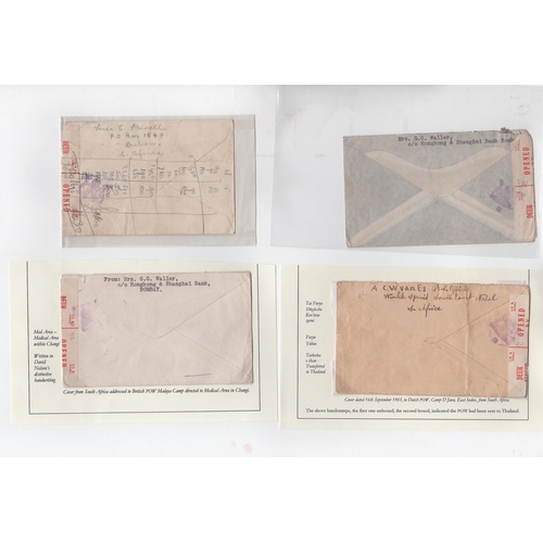 195 - South Africa. 1942-43 Stampless covers (3) and covers franked 3d + 6d (2, one with 6d stamp removed)... 