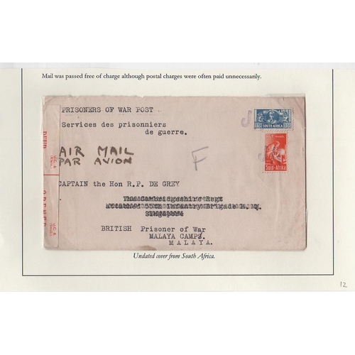 195 - South Africa. 1942-43 Stampless covers (3) and covers franked 3d + 6d (2, one with 6d stamp removed)... 