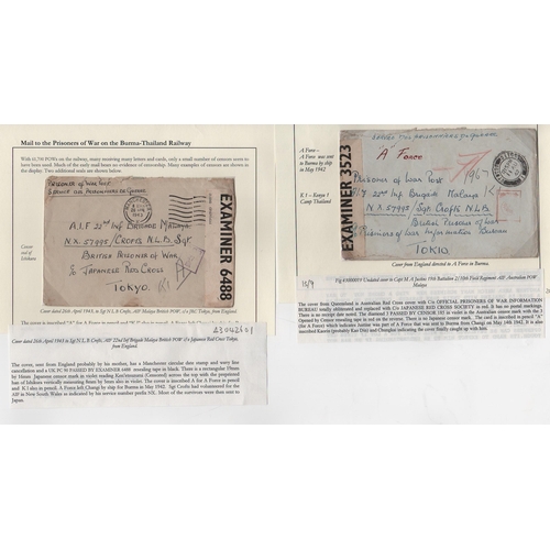 196 - Australia / Burma. 1942-43 Stampless covers from G.B to Sgt N. Crofts, 22nd Inf. Brigade, A.I.F (2),... 