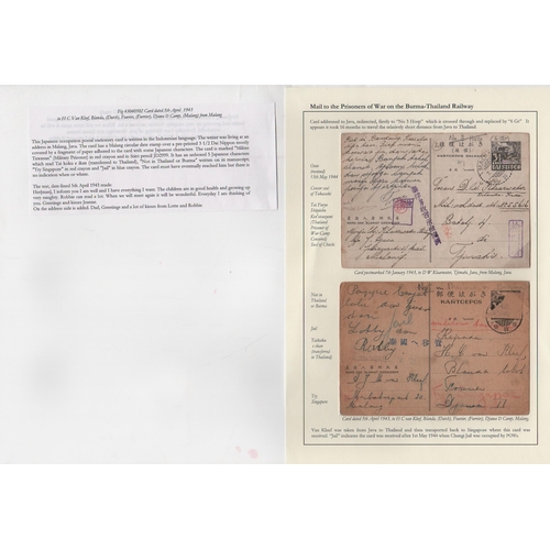 197 - Java. 1943-44 Netherlands Indies 3½c postcards from Malang to Dutch P.O.Ws in Java (2) or No. 1... 