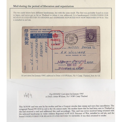 199 - Undelivered Mail. 1943-45 Stampless covers (2) and a card, and 3d P.O.W cards (2) all from G.B, the ... 