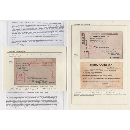 207 - 1943-44 Third and fifth type postcards from Lt. J.H.P Edwards to his parents in London, Japanese and... 