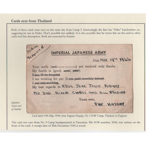 213 - 1944 Fourth type P.O.W cards, from Pte H.F Cox in No.1 P.O.W Camp to his parents in England, redirec... 