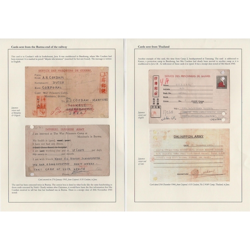224 - Thailand/Java. 1943-44 P.O.W cards from Dutch Cpl. A.H Coedam to his wife interned in Bandoeng, comp... 