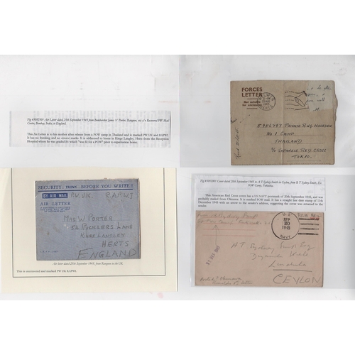226 - 1945 Covers comprising stampless air letters from K.S Prickett in Thailand (endorsed 
