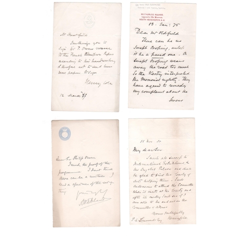 47 - Henry Cole. 1875-80 Letters written and signed by Cole, comprising 1875 (Jan 13) letter on 