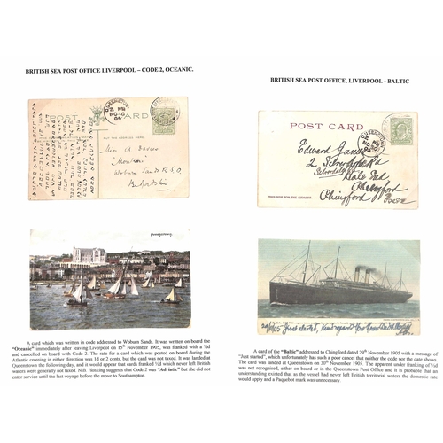566 - 1905-06 Picture postcards, three posted on ships in U.K waters shortly after leaving Liverpool and o... 
